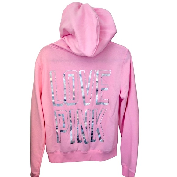 Victoria Secret Pink Holographic LOVE PINK Zippered Hoodie Y2K VINTAGE - Picture 4 of 8